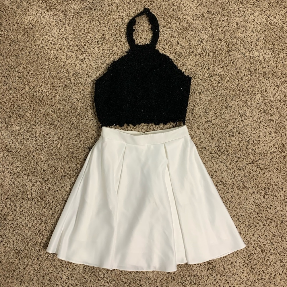 Two Piece Black and White Homecoming/Prom Dress
